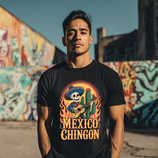 Mexico Chingón – Mariachi Skeleton T-Shirt