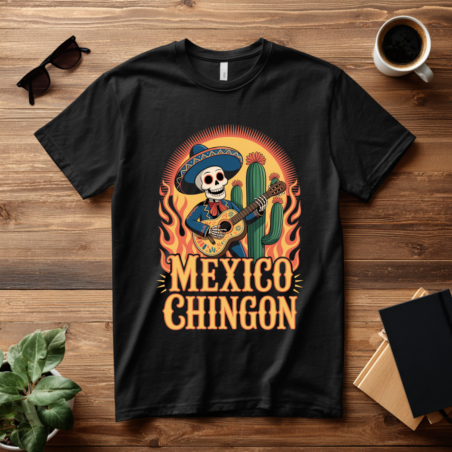 Mexico Chingón – Mariachi Skeleton T-Shirt