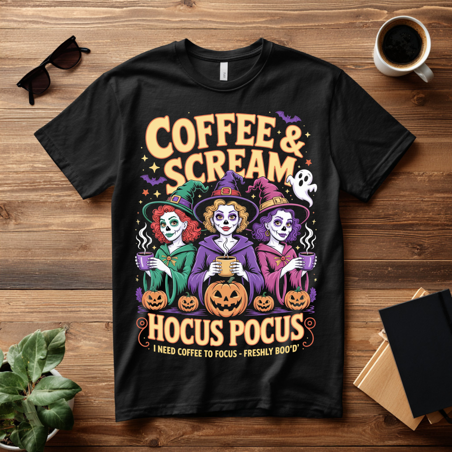 Coffee & Scream Hocus Pocus Halloween T-Shirt